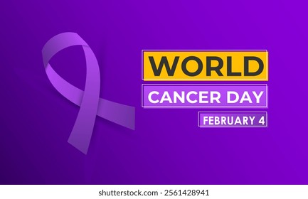 World Cancer Day Banner design concept with Realistic Ribbon. Vector illustration. Eps 10.