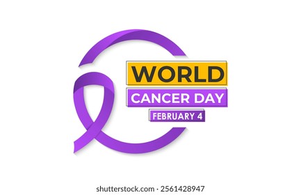 World Cancer Day Banner design concept with Realistic Ribbon. Vector illustration. Eps 10.