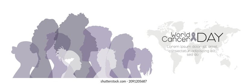 World Cancer Day banner.	Flat vector illustration.