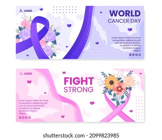 World Cancer Day Banner Template Flat Design Health care Illustration Editable of Square Background for Social media, Greetings Card or Web Ads