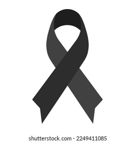 Black Ribbon Icon Symbol Vektorgrafik am Weltkrebstag