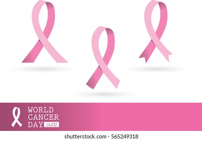 World cancer day. Breast Cancer Awareness Pink Globe Banner Flat. Vector Illustration
