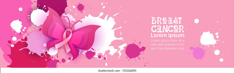 World Cancer Day Breast Disease Awareness Prevention Poster Greeting Card Flat Vector Illustration