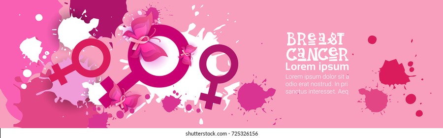 World Cancer Day Breast Disease Awareness Prevention Poster Greeting Card Flat Vector Illustration