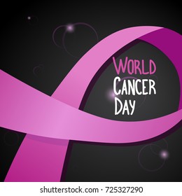 World Cancer Day Breast Disease Awareness Prevention Poster Greeting Card Flat Vector Illustration