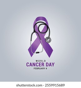 World Cancer Day concept. 4th February World Cancer Day creative banner, poster, 3d Illustration.