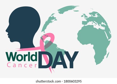 World Cancer Day concept. globe and Ribbon. Vector illustration template banner