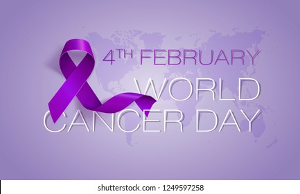 World Cancer Day concept. Lavender Ribbon. Vector illustration.