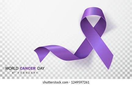 World Cancer Day concept. Lavender Ribbon. Vector illustration.