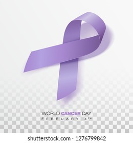 World Cancer Day concept. Lavender Ribbon. Vector Illustration.