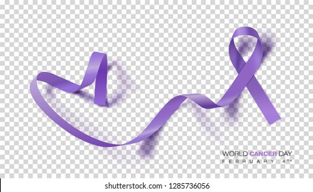 World Cancer Day concept. Lavender Ribbon. Vector Illustration.