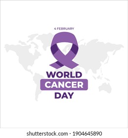 World Cancer Day concept. Lavender Ribbon. Vector illustration.