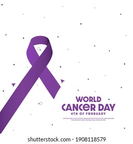 World Cancer Day concept. Lavender Ribbon. Vector illustration.