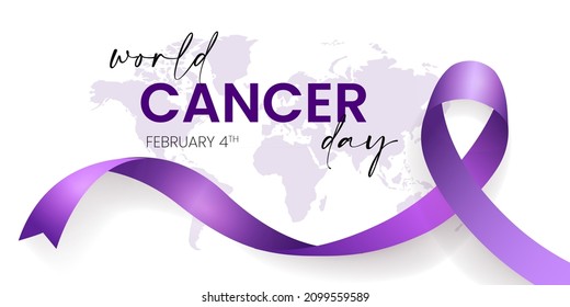 World Cancer Day concept. Lavender Ribbon. Vector illustration.