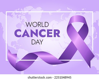 World Cancer Day concept. Lavender Ribbon. Vector illustration.