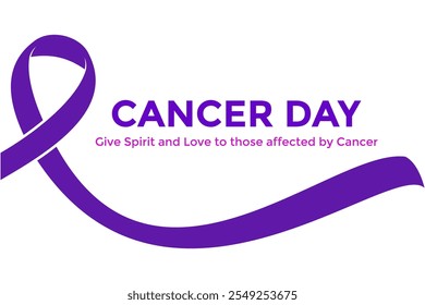 World Cancer Day concept. Long Lavender Ribbon on a transparent background. Vector illustration.