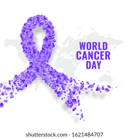 world cancer day concept ribbon made with flower petals