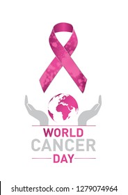 World Cancer Day Concept Vector Design, Safe hand with world