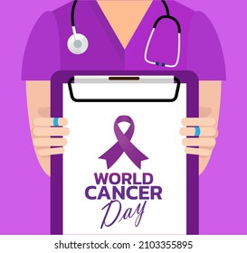 Concepto del Día Mundial del Cáncer. Ilustración vectorial