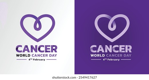 Ilustración vectorial conceptual del Día Mundial del Cáncer. 4 de febrero, símbolo de la campaña para detener el cáncer. Atención a la salud. Ilustración vectorial plana.