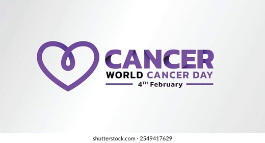 Ilustración vectorial conceptual del Día Mundial del Cáncer. 4 de febrero, símbolo de la campaña para detener el cáncer. Atención a la salud. Ilustración vectorial plana.