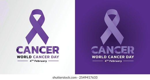 Ilustración vectorial conceptual del Día Mundial del Cáncer. 4 de febrero, símbolo de la campaña para detener el cáncer. Atención a la salud. Ilustración vectorial plana.