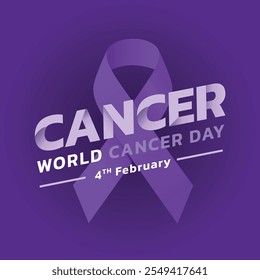 World cancer day concept vector illustration. 4th February, stop cancer campaign symbol. Attention to healthcare. Flat vector illustration.