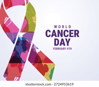 Ilustración vectorial conceptual del Día Mundial contra el Cáncer.
