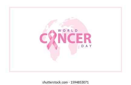 World Cancer day creative background with ribbon and minimal concept