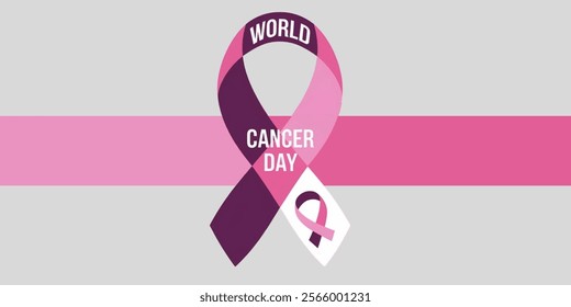 WORLD CANCER DAY creative banner, minimalistic flat vector illustration, plain background