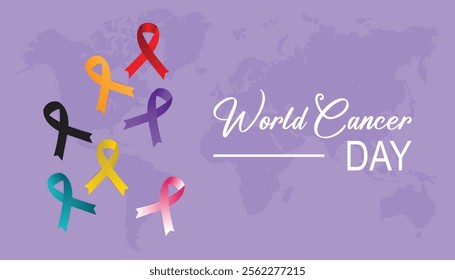 World Cancer Day creative concept design. Vector template for banner, greeting card, poster, prints, social media, flyer ,with background.