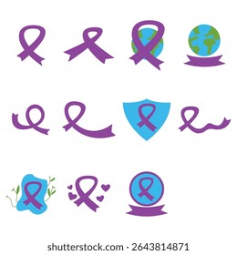 World Cancer Day Decoration Flat Icons. Easy To Edit. EPS 10