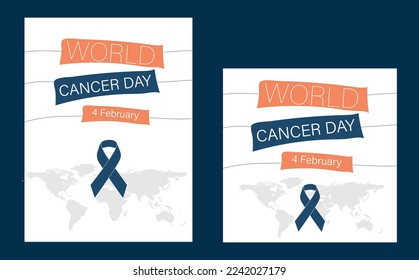 World Cancer day design card and vector mockup.