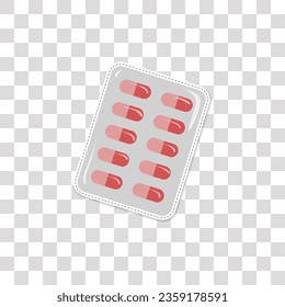 World cancer day design elements with png background, sticker for health, illustration of a set of pills