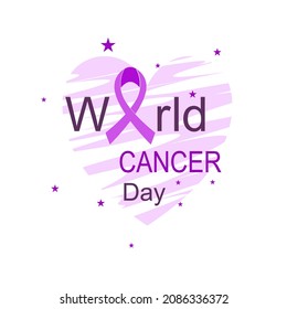 World cancer day design with hearts forming ribbon World Cancer Day.