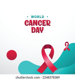World Cancer Day Design With Ribbon