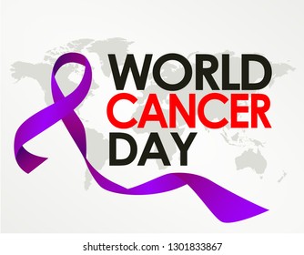 World Cancer Day Design Template Vector. Suitable for Card, Poster and Banner World Cancer Day with nice and creative design illustration beautiful abstract love purple ribbon world healthy concept