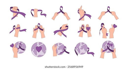 World Cancer Day Element Set Stock Illustration