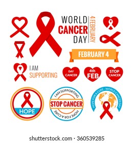 World Cancer Day elements collection. Vector illustration