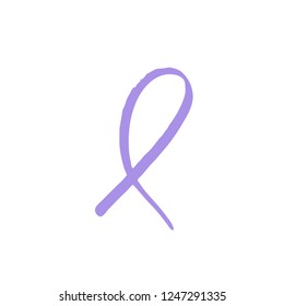 World Cancer Day, February 4. Hand drawn lavender ribbon. Vector illustrations.