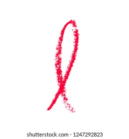 World Cancer Day, February 4. Hand drawn red ribbon. Vector illustration.