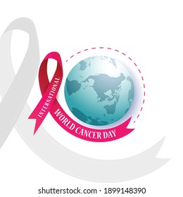 World cancer day. February 4,  Awareness Ribbon