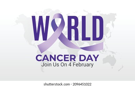 World Cancer Day February 4, Realistic Purple Ribbon