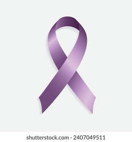 World Cancer Day, February 4, Purple Realistic Ribbon on Background Vector Illustration