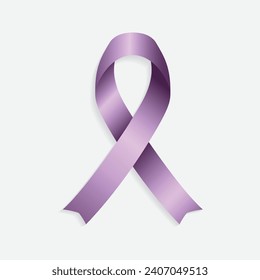 World Cancer Day, February 4, Purple Realistic Ribbon on Background Vector Illustration