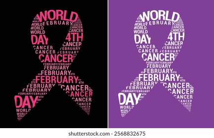 World Cancer Day (February 4) design for t-shirt, bags, mugs, stickers, banner, poster, icon, logo etc. Fully Editable Print Ready Template - Vector.