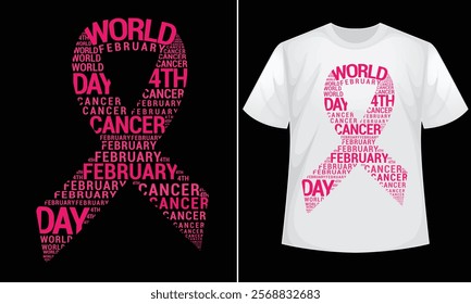 World Cancer Day (February 4) design for t-shirt, bags, mugs, stickers, banner, poster, icon, logo etc. Fully Editable Print Ready Template - Vector.