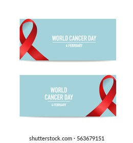 World cancer day. February 4. World cancer day design background with ribbon. Vector Illustration.