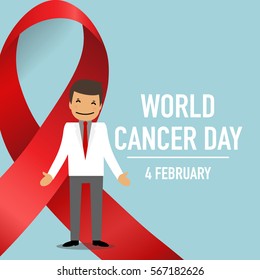 World cancer day. February 4. World cancer day design background with ribbon. Vector Illustration.