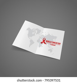 World cancer day. February 4. World cancer day design background with ribbon. Vector Illustration.